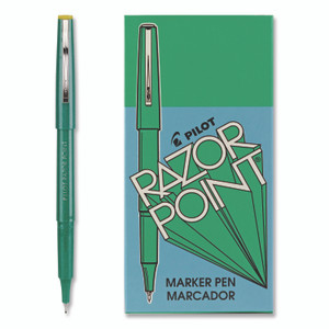 Pilot Razor Point Fine Line Porous Point Pen, Stick, Extra-Fine 0.3 mm, Green Ink, Green Barrel, Dozen
