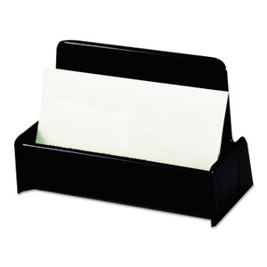 Universal Business Card Holder, Holds 50 2 x 3.5 Cards, 3.75 x 1.81 x 1.38, Plastic, Black (UNV08109) View Product Image