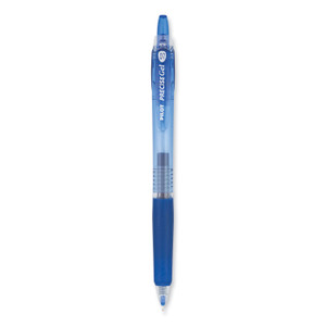 Pilot Precise Gel BeGreen Gel Pen, Retractable, Fine 0.7 mm, Blue Ink, Translucent Blue Barrel, Dozen