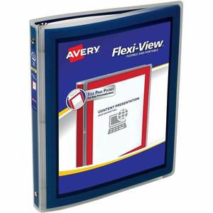 Avery Flexi-View Binder " , Round Rings, Blue - 1/2" Binder Capacity - Letter - 8 1/2" x 11" Sheet Size - 100 Sheet Capacity - 3 x 0.50" Ring(s)