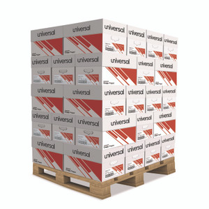 Universal Copy Paper, 92 Bright, 20 lb Bond Weight, 8.5 x 11, White, 500 Sheets/Ream, 10 Reams/Carton, 40 Cartons/Pallet