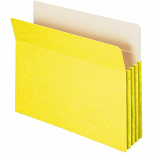 Smead Straight Tab Cut Letter Recycled File Pocket - 8 1/2" x 11" - 3 1/2" Expansion - Top Tab Location - Card Stock - Yellow