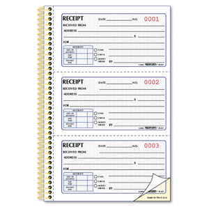 Rediform Gold Standard Money Receipt Book, Two-Part Carbonless, 5 x 2.75, 3 Forms/Sheet, 225 Forms Total