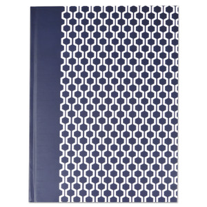 Universal Casebound Hardcover Notebook, 1-Subject, Wide/Legal Rule, Dark Blue/White Cover, (150) 10.25 x 7.63 Sheets View Product Image