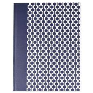 Universal Casebound Hardcover Notebook, 1-Subject, Wide/Legal Rule, Dark Blue/White Cover, (150) 10.25 x 7.63 Sheets