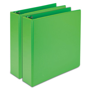 Samsill Earth's Choice Plant-Based Durable Fashion View Binder, 3 Rings, 2" Capacity, 11 x 8.5, Lime, 2/Pack