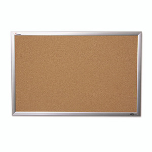 AbilityOne 7195014840010, SKILCRAFT Cork Board, 48" x 36", Tan Surface, Anodized Aluminum Frame