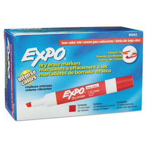 EXPO Low-Odor Dry-Erase Marker, Broad Chisel Tip, Red, Dozen (SAN80002) View Product Image