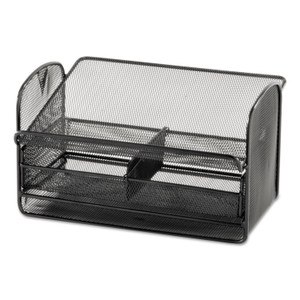 Safco Onyx Angled Mesh Steel Telephone Stand, 11.75 x 9.25 x 7, Black