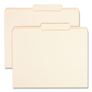 Smead Reinforced Guide Height File Folders, 2/5-Cut Tabs: Right of Center Position, Letter Size, 0.75" Expansion, Manila, 100/Box (SMD10376) View Product Image