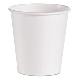 SOLO Single-Sided Poly Paper Hot Cups, 10 oz, White, 1,000/Carton