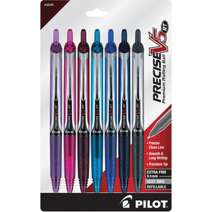 PRECISE V5 RT Premium Rolling Ball Pen - 0.5 mm Extra Fine Pen Point - Refillable - Retractable - Navy, Blue, Turquoise, Burgundy, Pink, Purple Ink - Liquid