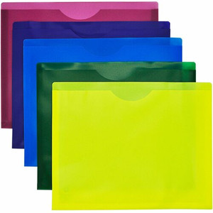 Business Source Straight Tab Cut Letter File Jacket - 8 1/2" x 11" - 1" Expansion - Assorted