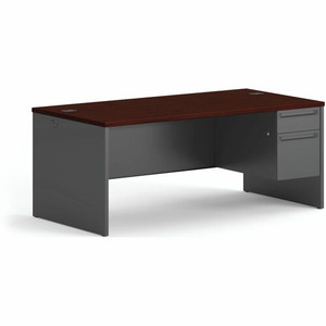 HON 38000 H38293R Pedestal Desk - 29.5" Height x 72" Width x 36" Depth - 2 x Box, File Drawer(s)Right Side - Waterfall Edge - Finish: Charcoal