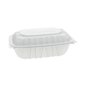 Pactiv Evergreen EarthChoice Vented Microwavable MFPP Hinged Lid Container, 9 x 6 x 3.1, White, Plastic, 170/Carton (PCTYCNW0205) View Product Image