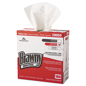 Brawny Professional Medium Duty Scrim Reinforced Wipers, 4-Ply, 9.25 x 16.69, Unscented, White, 166/Box, 5 Boxes/Carton