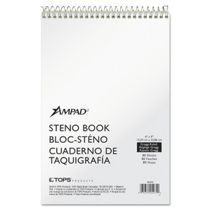 Ampad Steno Pads, Gregg Rule, Tan Cover, 80 Green-Tint 6 x 9 Sheets (TOP25274) View Product Image