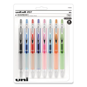 uniball Signo 207 Gel Pen, Retractable, Medium 0.7 mm, Assorted Ink and Barrel Colors, 8/Pack (UBC1739929) View Product Image