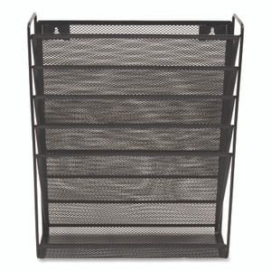 TRU RED Wire Mesh Incline Sorter, Enclosed Design, 5 Sections, Letter-Size, 13.38 x 4.52 x 16.45, Matte Black