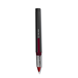 TRU RED Roller Ball Pen, Stick, Fine 0.5 mm, Red Ink, Black/Red/Clear Barrel, Dozen (TUD24419534) View Product Image