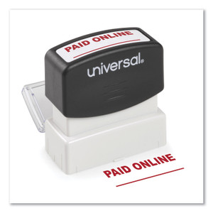 Universal Message Stamp, PAID ONLINE, Pre-Inked One-Color, Red (UNV10156) View Product Image