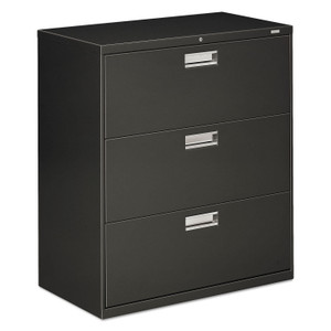 HON Brigade 600 Series Lateral File, 3 Legal/Letter-Size File Drawers, Charcoal, 36" x 18" x 39.13"