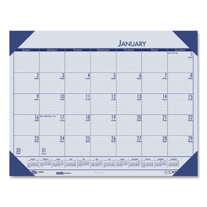 House of Doolittle EcoTones Recycled Monthly Desk Pad Calendar, 22 x 17, Ocean Blue Sheets/Corners, Black Binding, 12-Month (Jan-Dec): 2024 View Product Image