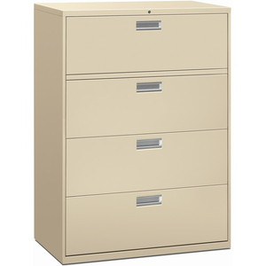 HON Brigade 600 H694 Lateral File - 53.3" Height x 42" Width x 18" Depth - 4 - Material: Steel - Finish: Putty