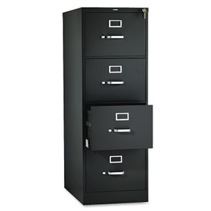 HON 510 Series Vertical File, 4 Legal-Size File Drawers, Black, 18.25" x 25" x 52"