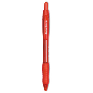 Paper Mate Profile Ballpoint Pen, Retractable, Bold 1.4 mm, Red Ink, Translucent Red Barrel, Dozen
