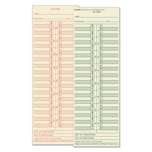 TOPS Time Clock Cards, Replacement for 10-100382/1950-9631, Two Sides, 3.5 x 10.5, 500/Box (TOP1276) View Product Image