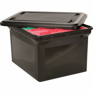 Vertiflex File Tote with lid - External Dimensions: 19" Width x 15.5" Depth - Media Size Supported: Letter, Legal - Plastic - Black - For File