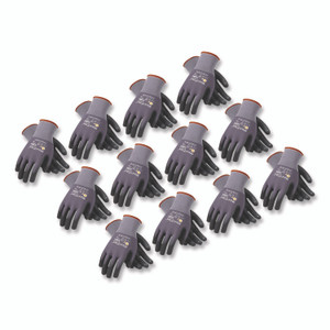 MaxiFlex Ultimate Seamless Knit Nylon Gloves, Nitrile Coated MicroFoam Grip on Palm, Fingers and Knuckles, Large, Gray, 12 Pairs