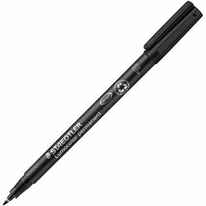 Staedtler Lumocolor Permanent Pens - 0.6 mm Fine Marker Point - Black Ink - Black Polypropylene Barrel
