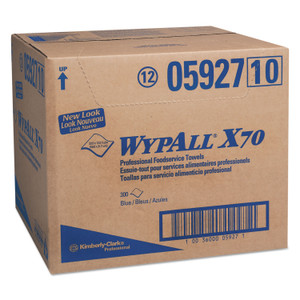 WypAll X70 Foodservice Towels, 1/4 Fold, 12.5 x 23.5, Unscented, Blue, 300/Carton (KCC05927) View Product Image