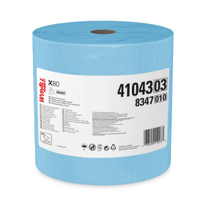 WypAll Power Clean X80 Heavy Duty Cloths, Jumbo Roll, 12.4 x 12.2, Blue, 475/Roll (KCC41043) View Product Image