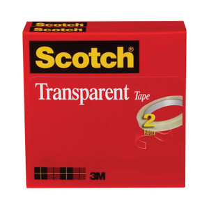 Scotch Transparent Tape, 3" Core, 0.5" x 72 yds, Transparent, 2/Pack (MMM6002P1272) View Product Image