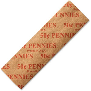ICONEX SecurIT Color-coded Flat Coin Wrappers - Total $0.50 in 1 Denomination - Color Coded, Sturdy - Kraft Paper - Red