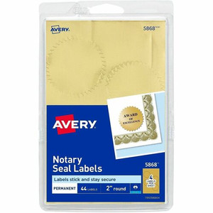 Avery Printable Gold Foil Notarial Seals - Round - 2" Diameter - Permanent - For Award, Certificate, Envelope, Legal Document - Gold