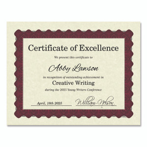 Great Papers! Metallic Border Certificates, 11 x 8.5, Ivory/Red with Red Border, 100/Pack