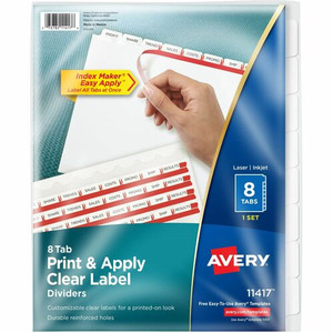 Avery Index Maker Index Divider - 8 x Divider(s) - 8 Tab(s) - 8 - 8 Tab(s)/Set - 8.5" Divider Width x 11" Divider Length