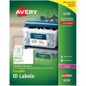 Avery Permanent Durable ID Laser Labels - Waterproof - 2" Width x 2 5/8" Length - Permanent Adhesive - Rectangle - Laser