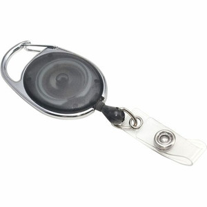 Advantus Retractable Carabiner-Style ID Reel - Extendable, Retractable - Smoke