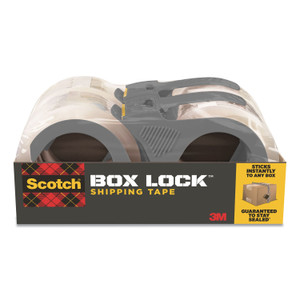 Scotch Box Lock Shipping Packaging Tape with Dispenser, 3" Core, 1.88" x 54.6 yds, Clear, 4/Pack (MMM39504RD) View Product Image