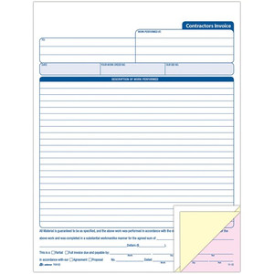 Adams Contractor's Invoice Book - 50 Sheet(s) - 3 Part - Carbonless Copy - 8.37" x 11" Sheet Size - White