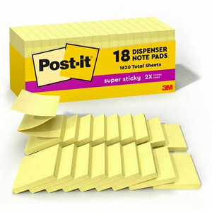 Post-it Super Sticky Dispenser Notes - Canary Yellow - 3" Flag/Note Width x 3" Flag/Note Length - Square - Canary Yellow - MMMR33018SSCYCP