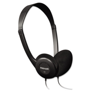 Maxell HP-100 Headphones, 4 ft Cord, Black