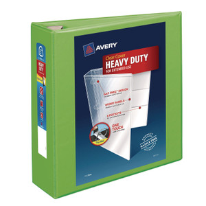 Avery Heavy-Duty View Binder with DuraHinge and Locking One Touch EZD Rings, 3 Rings, 3" Capacity, 11 x 8.5, Chartreuse