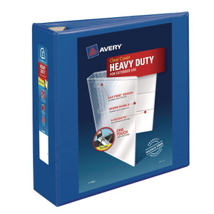 Avery Heavy-Duty View Binder with DuraHinge and Locking One Touch EZD Rings, 3 Rings, 3" Capacity, 11 x 8.5, Pacific Blue