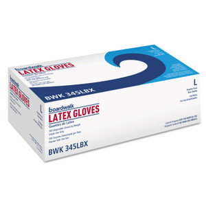 Boardwalk General-Purpose Latex Gloves, Powder-Free, 4.4 mil, Large, Natural, 100/Box